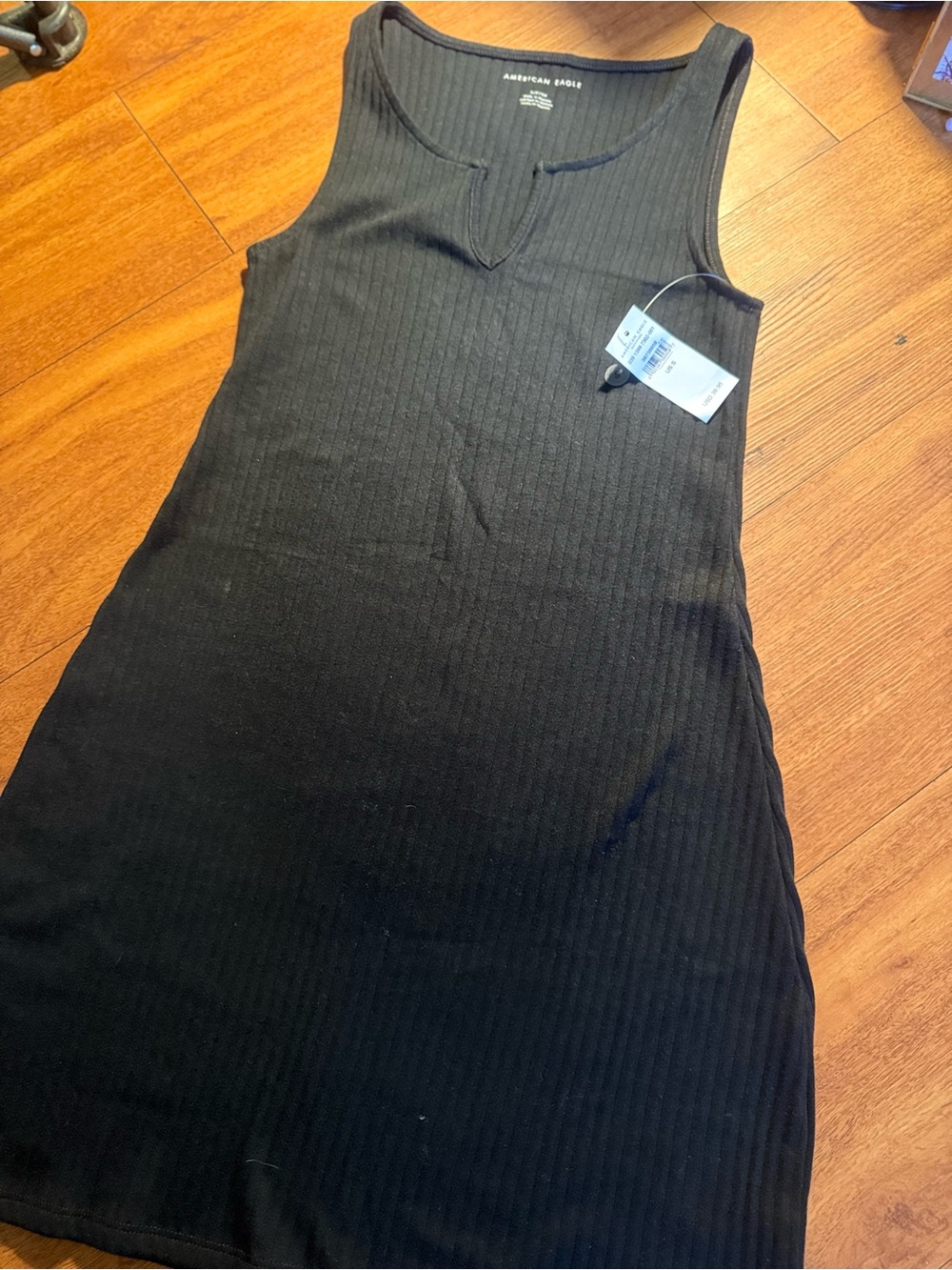 American Eagle Outfitters Black Ribbed Tank Mini Dress